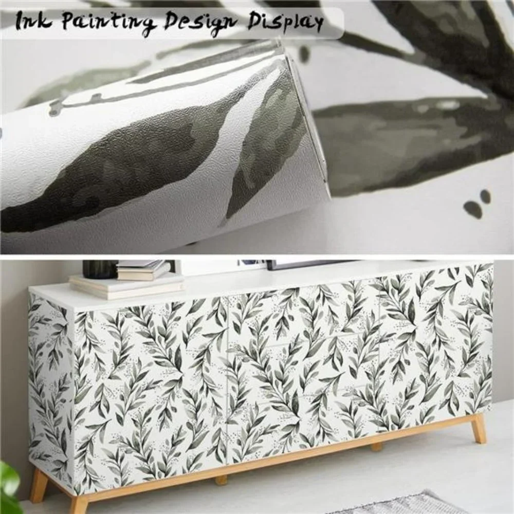 Olive Leaf Peel and Stick Wallpaper Floral Contact Paper 17.7inch x 78.7inch